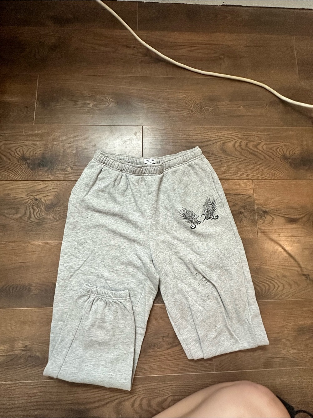 refuge Light Gray Jogger Sweatpants with Wing Graphic